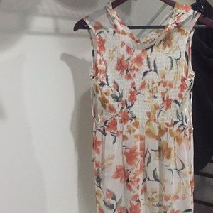 Tank top/ tunic sheer white flower top